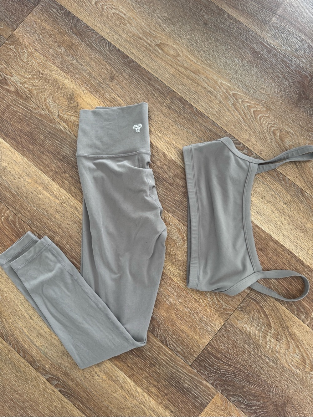 TNA Turner Taupe Active Bralette and High-Waist Leggings Set